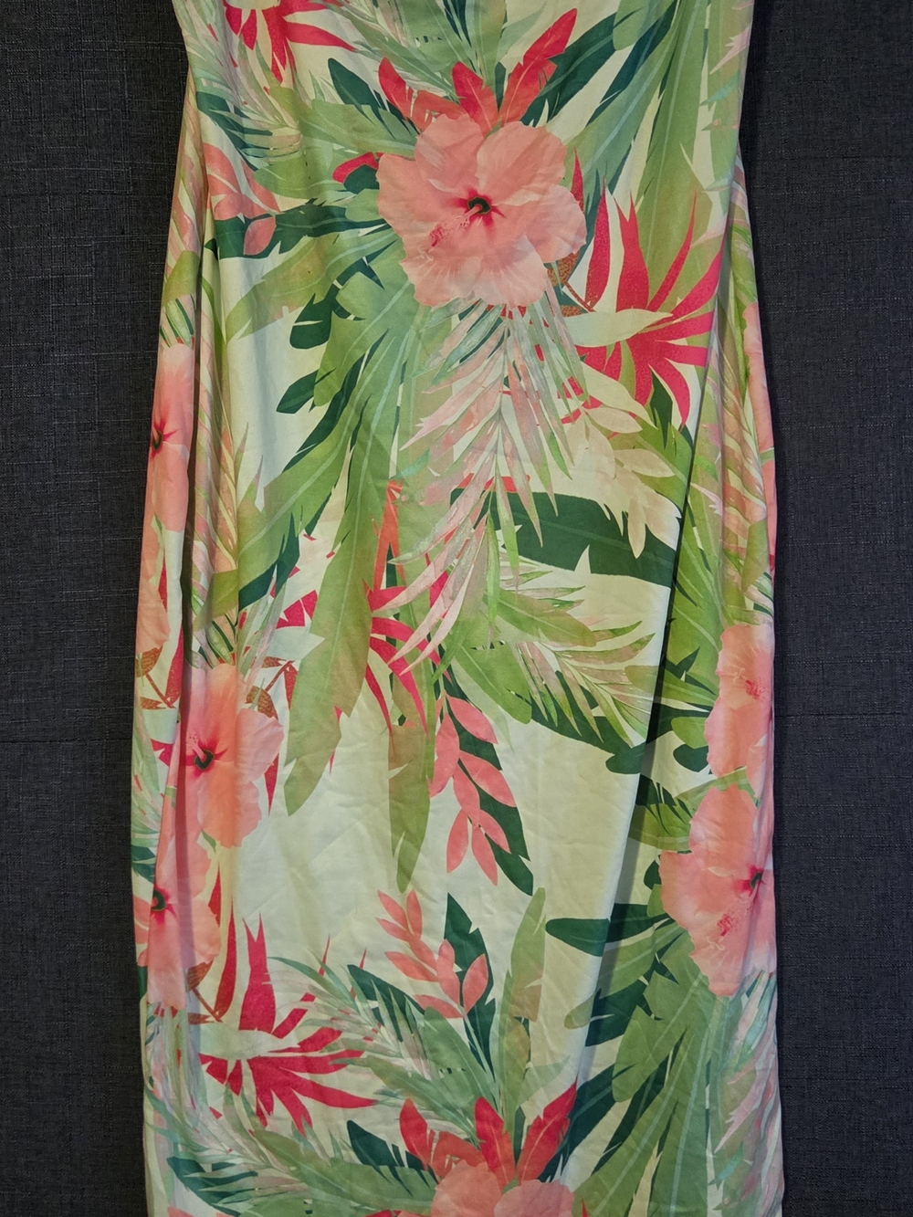 LSHEIN Pink & Green Tropical Floral Halter Dress